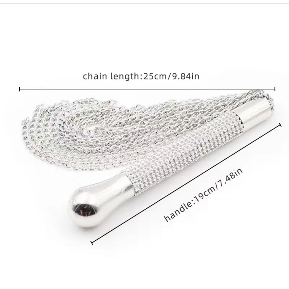 1pc Iron Alloy Whip with Rhinestone studded handle. - Picture 4 of 4